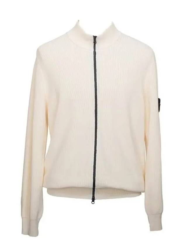 Logo Patch Knit Zip-up Cardigan Ivory - STONE ISLAND - BALAAN 2