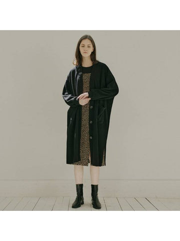 Oversize Long Knit Cardigan Black - AVANT-G - BALAAN 1