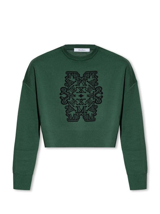 Sir Cropped Virgin Wool Knit Top Green - MAX MARA - BALAAN 1