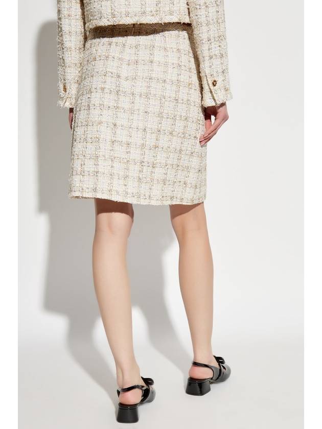 Versace Tweed Skirt With Lurex Thread, Women's, Cream - VERSACE - BALAAN 4