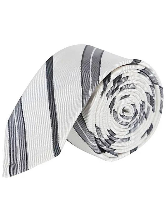 Striped Silk Tie Ivory - THOM BROWNE - BALAAN 4