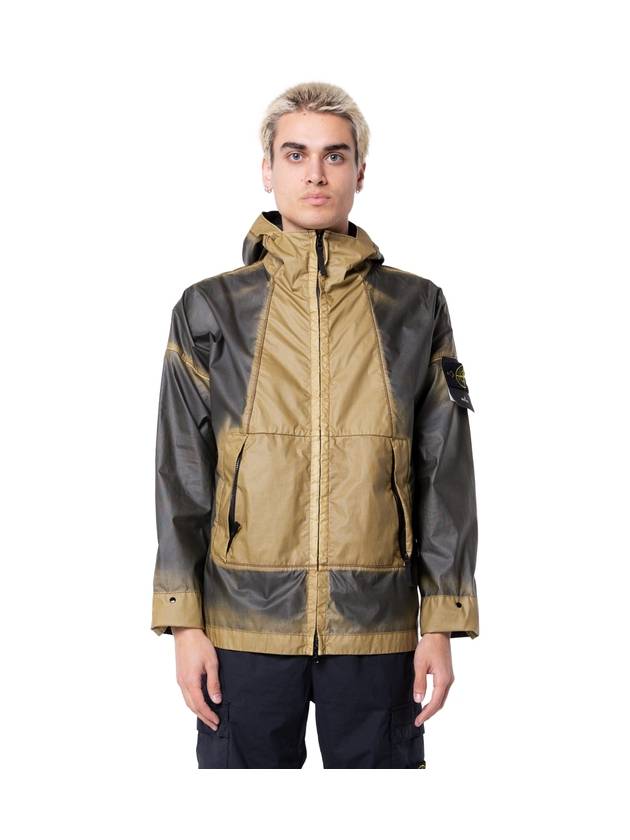 Hand Sprayed Mussola Gommata TC Hooded Jacket Dark Beige - STONE ISLAND - BALAAN 2