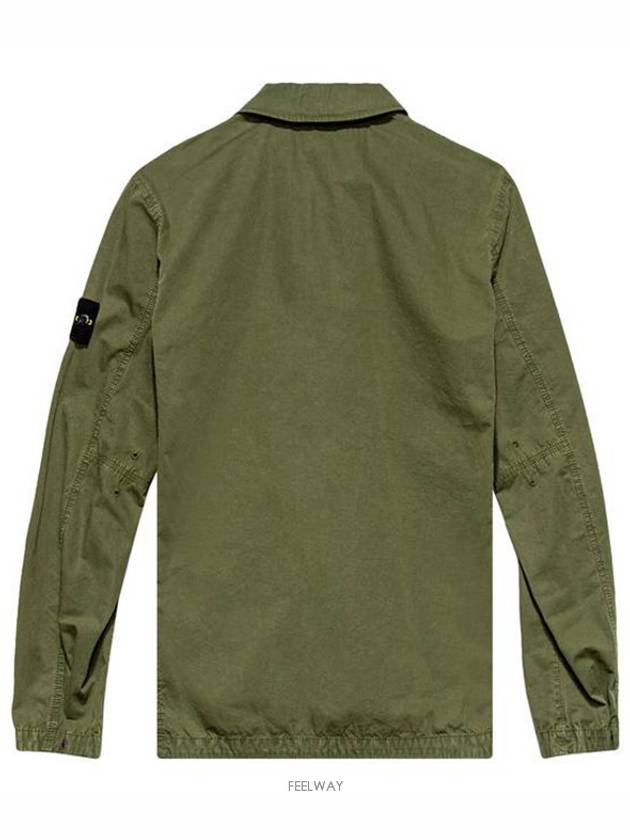 Waffen Patch Two Pocket Cotton Over Zip Up Jacket Sage Green - STONE ISLAND - BALAAN 3