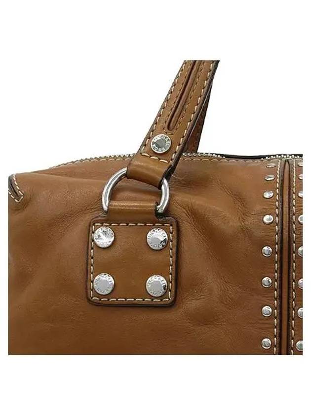 Brown leather ASTOR studded satchel tote bag - MICHAEL KORS - BALAAN 3