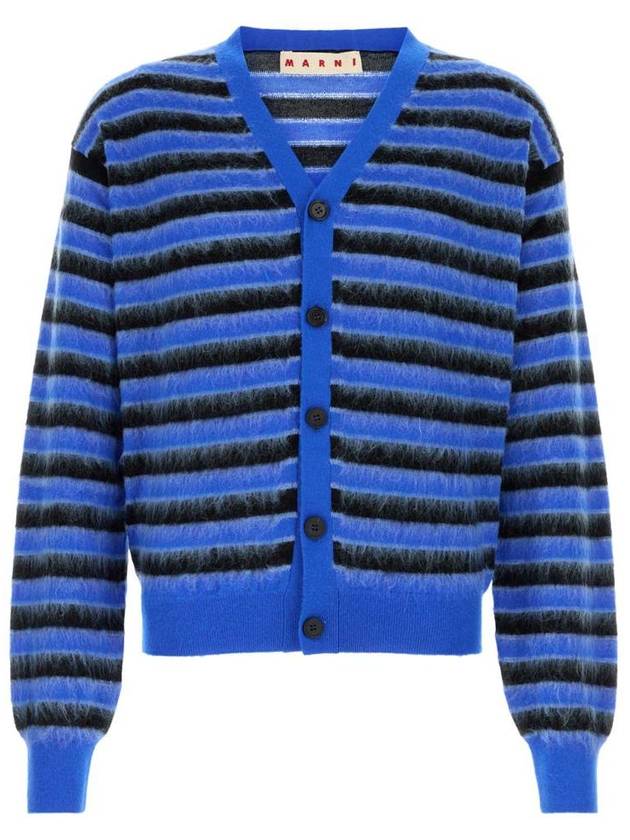 V-Neck Striped Cardigan Blue - MARNI - BALAAN 2