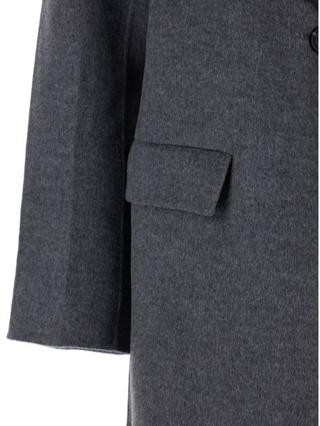 Grey Single-Breasted Coat With Notched Revers And Epaulettes In Wool Woman - TOTEME - BALAAN 3