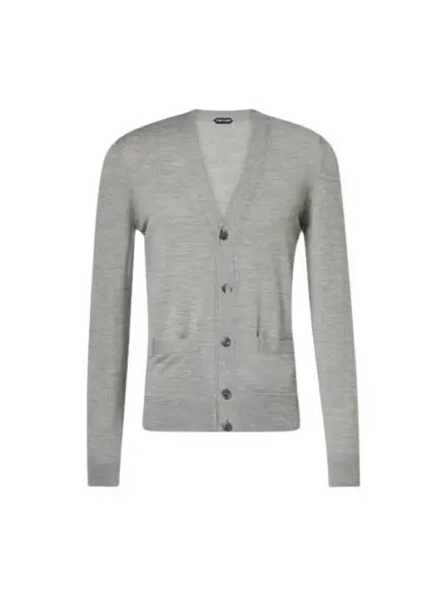 V-Neck Wool Cardigan Light Grey - TOM FORD - BALAAN 2