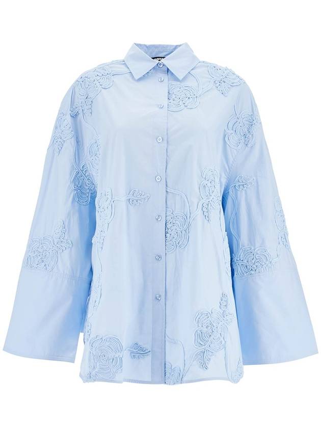 light blue cotton shirt with embossed floral pattern - ROTATE - BALAAN 1