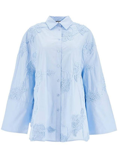 light blue cotton shirt with embossed floral pattern - ROTATE - BALAAN 1