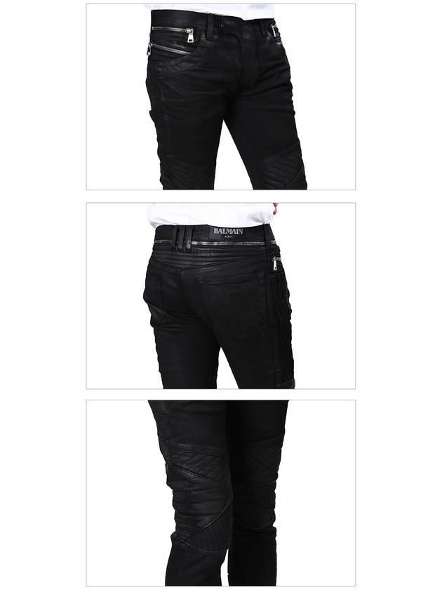 Waist Zipper Oil Washing Biker Jeans Black - BALMAIN - BALAAN 6