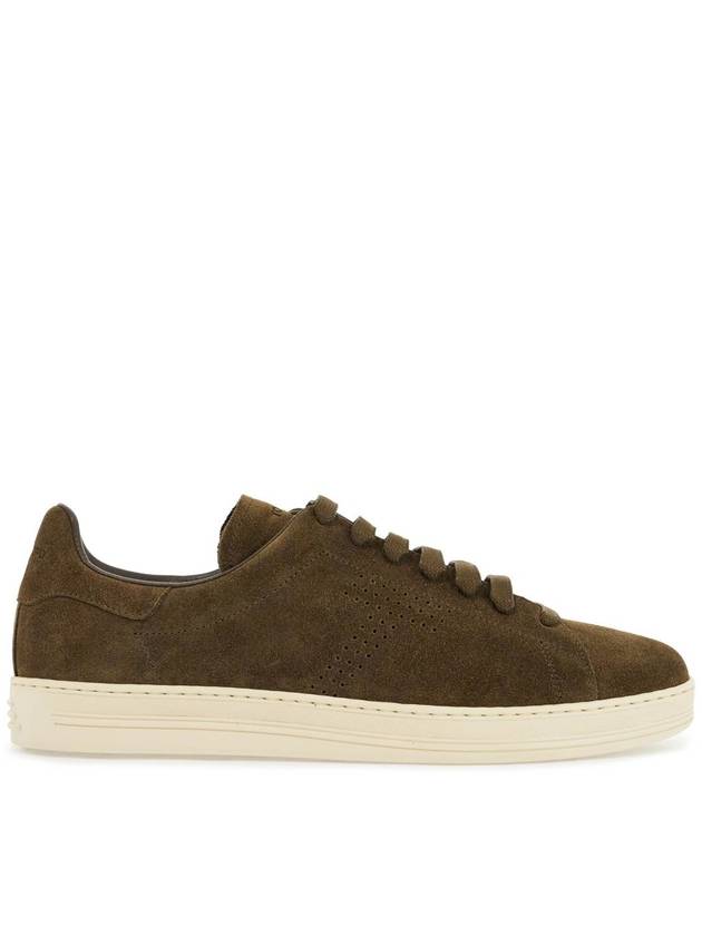 khaki suede low top sneakers with rubber sole - TOM FORD - BALAAN 1