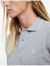 Embroidered Logo Short Sleeve Polo Shirt Grey - BRUNELLO CUCINELLI - BALAAN 5