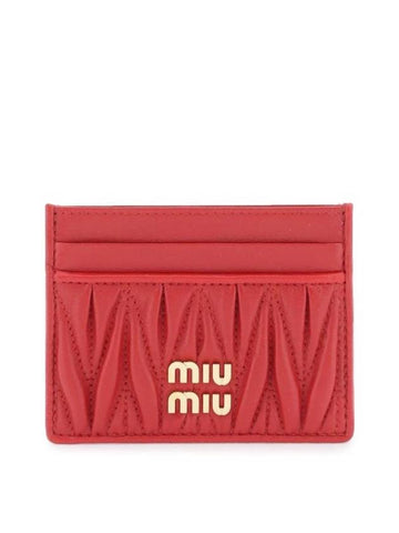 Materasse Nappa Leather Card Wallet Red - MIU MIU - BALAAN 1