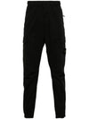 Stretch Cotton Wool Satin Straight Pants Black - STONE ISLAND - BALAAN 2