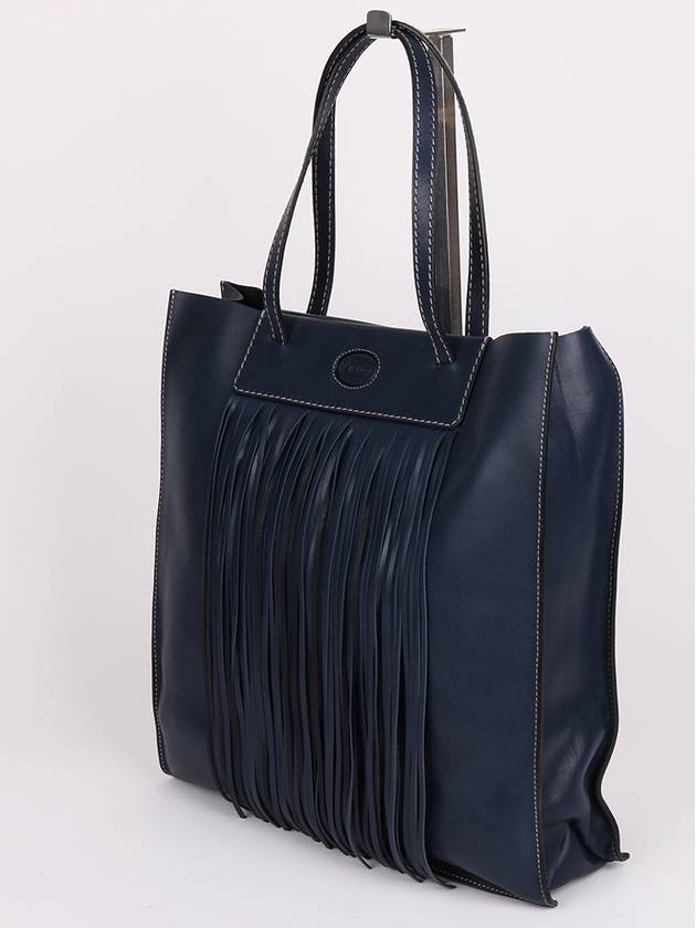 Navy leather tassel decorated medium shoulder bag - TOD'S - BALAAN 3