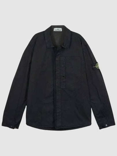 Supima Cotton Twill Over Long Sleeve Shirt Black - STONE ISLAND - BALAAN 2