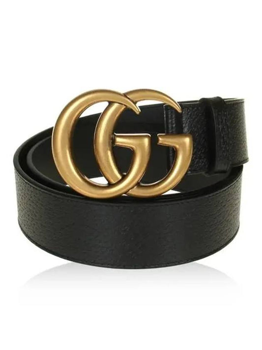 GG Marmont Double G Buckle Wide Leather Belt Black - GUCCI - BALAAN 2