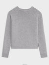 Triomphe Patch Crew Neck Wool Cashmere Knit Top Grey - CELINE - BALAAN 5