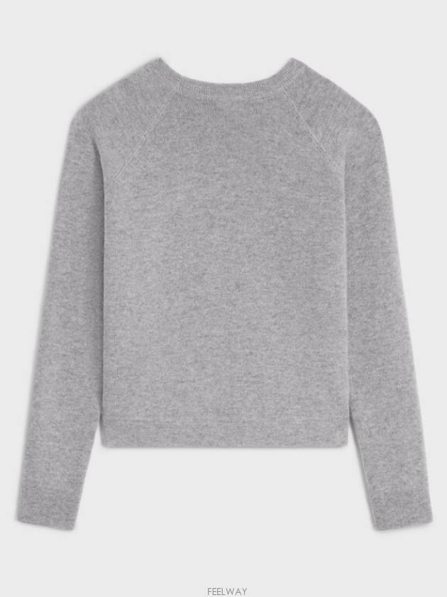 Triomphe Patch Crew Neck Wool Cashmere Knit Top Grey - CELINE - BALAAN 5