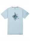 Marble One Logo Print Short Sleeve T-Shirt Sky Blue - STONE ISLAND - BALAAN 2