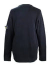 Wappen Patch Crew Neck Ribbed Wool Knit Top Black - STONE ISLAND - BALAAN 4