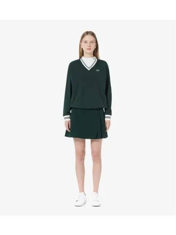 Women s Unbalanced Pleated Skirt Deep Green - LACOSTE - BALAAN 1