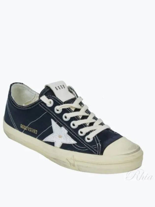 Star Patch Lace-Up Low Top Sneakers Navy - GOLDEN GOOSE - BALAAN 2