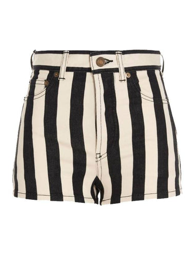 Striped High Waist Shorts - SAINT LAURENT - BALAAN 1