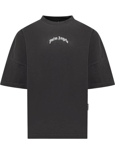 Palm Angels Back Curved Logo Tee - PALM ANGELS - BALAAN 1