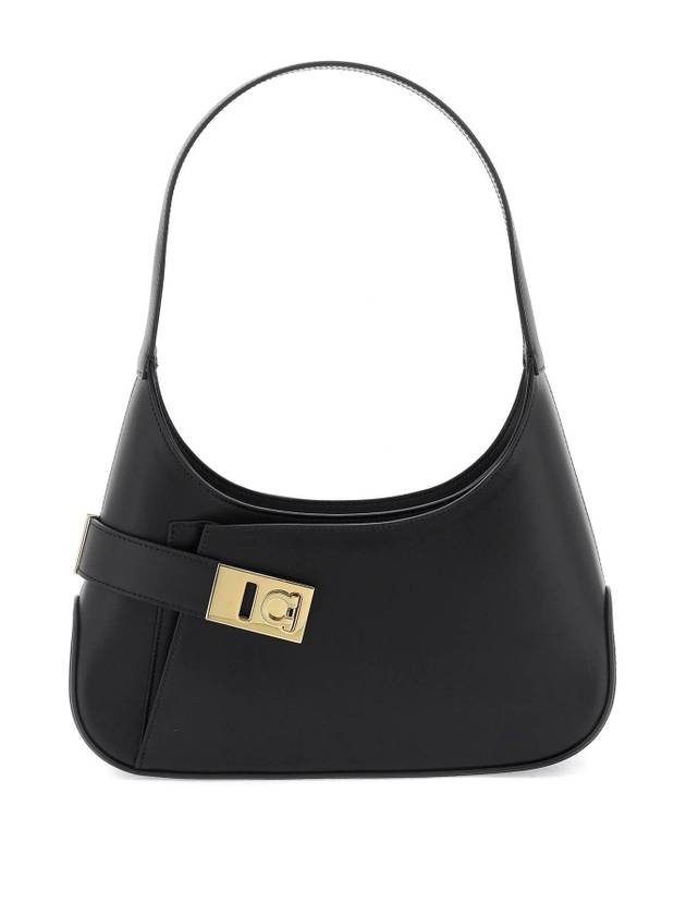 Smooth Caprether Medium Shoulder Bag Black - SALVATORE FERRAGAMO - BALAAN 1