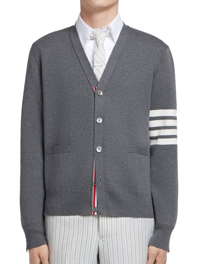 Milano Stitch 4-Bar Cardigan Medium Grey - THOM BROWNE - BALAAN 2