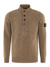 Wappen Patch Half Button Lambswool Knit Top Brown - STONE ISLAND - BALAAN 2