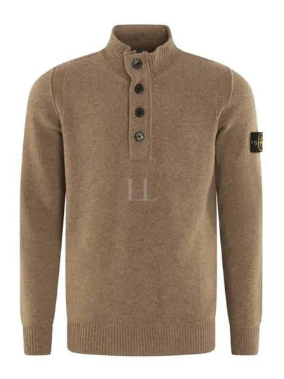 Wappen Patch Half Button Lambswool Knit Top Brown - STONE ISLAND - BALAAN 2