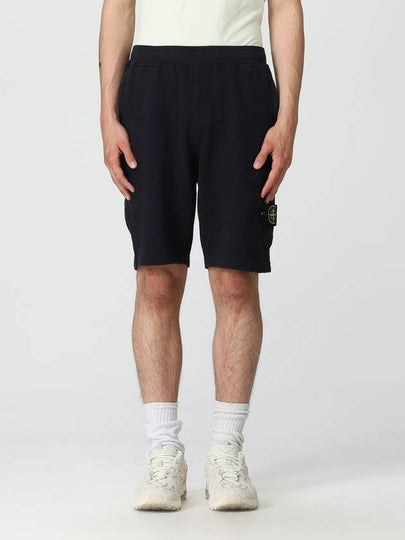 Men's OLD Treatment Logo Patch Cargo Bermuda Shorts Navy - STONE ISLAND - BALAAN 2