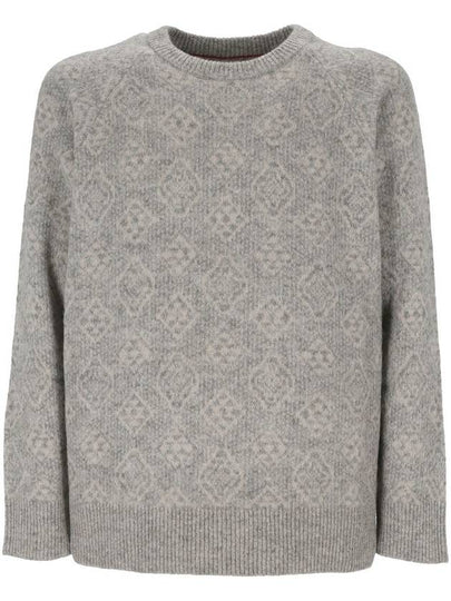 Geometric Jacquard Alpaca Knit Top Grey - BRUNELLO CUCINELLI - BALAAN 2