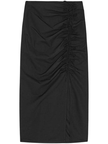 Drapey Midi H-Line Skirt Black - GANNI - BALAAN 1