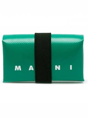 Logo Banded Coin Card Wallet Green - MARNI - BALAAN 1