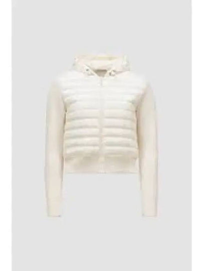 Women's Padded Wool Zip-Up Hooded Cardigan White - MONCLER - BALAAN 2