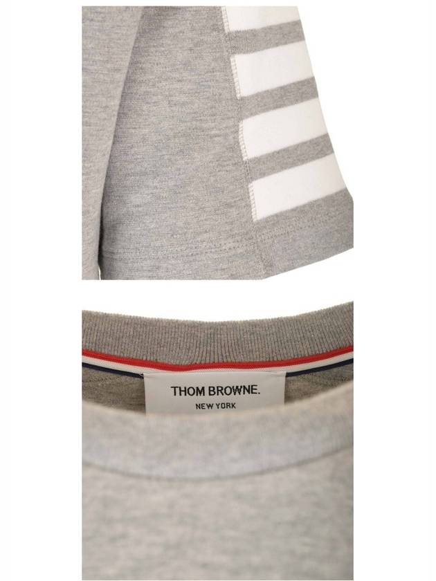 4-Bar Striped Cotton Short Sleeve T-Shirt Light Grey - THOM BROWNE - BALAAN 6