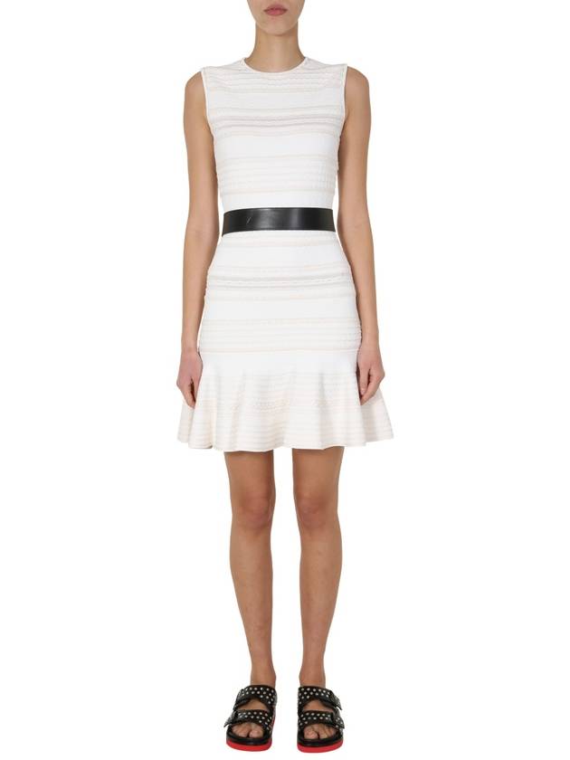 Lace Knit Mini Dress White - ALEXANDER MCQUEEN - BALAAN 2