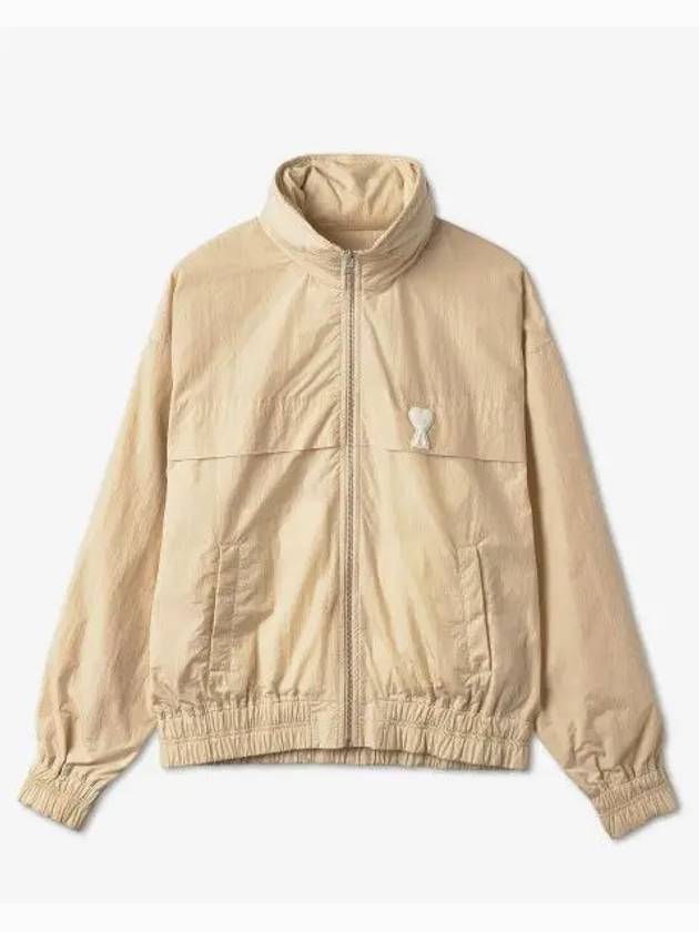 Men's Heart Logo Patch Nylon Windbreaker Beige - AMI - BALAAN 2