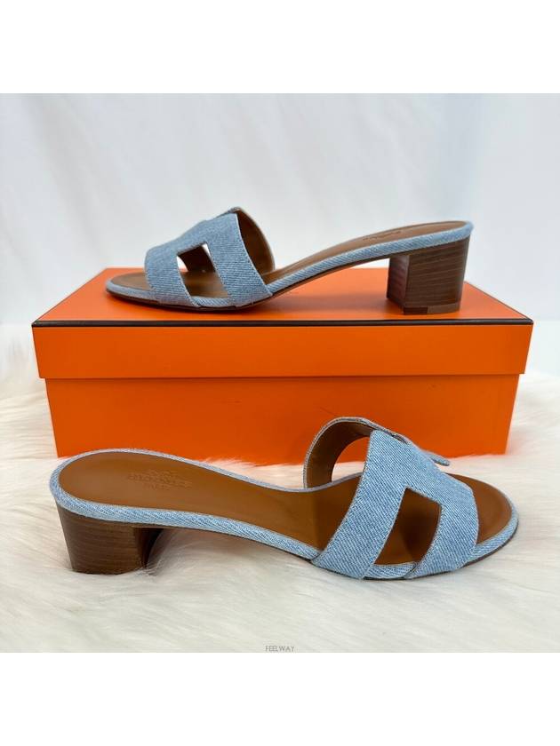 Oasis Denim Sandals Slippers H211250ZH - HERMES - BALAAN 2