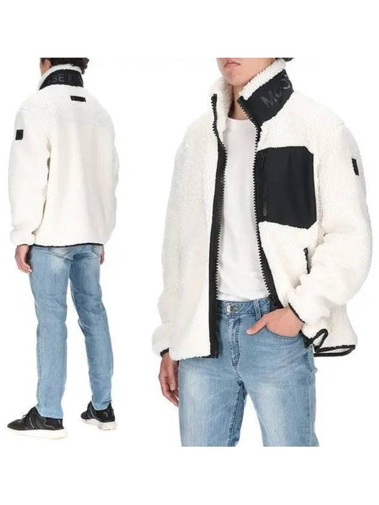 Men's Sagrek Shearling Fleece Zip-Up Jacket Ivory - MOOSE KNUCKLES - BALAAN 2