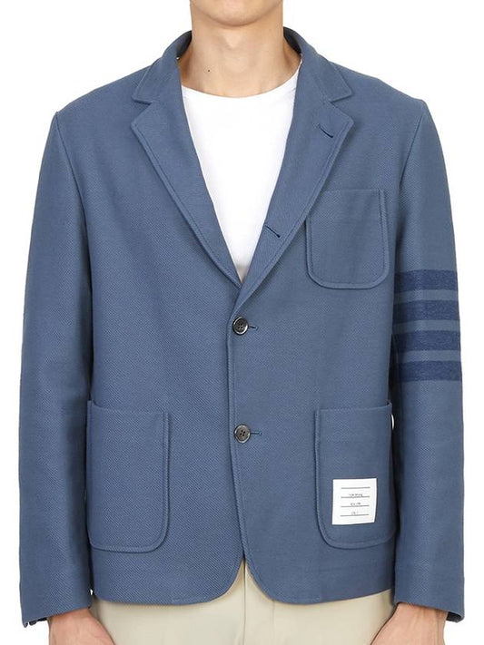 RWB stripe detail tailored blazer jacket blue - THOM BROWNE - BALAAN 2