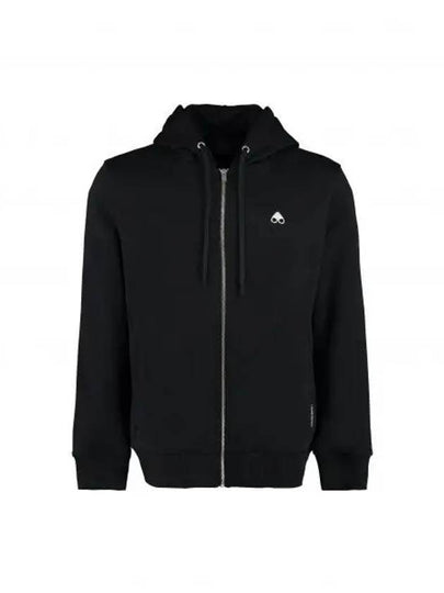 Dundas Logo Patch Cotton Zip Up Hoodie Black - MOOSE KNUCKLES - BALAAN 2