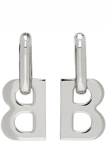 B Logo XL Earrings Silver - BALENCIAGA - BALAAN 2