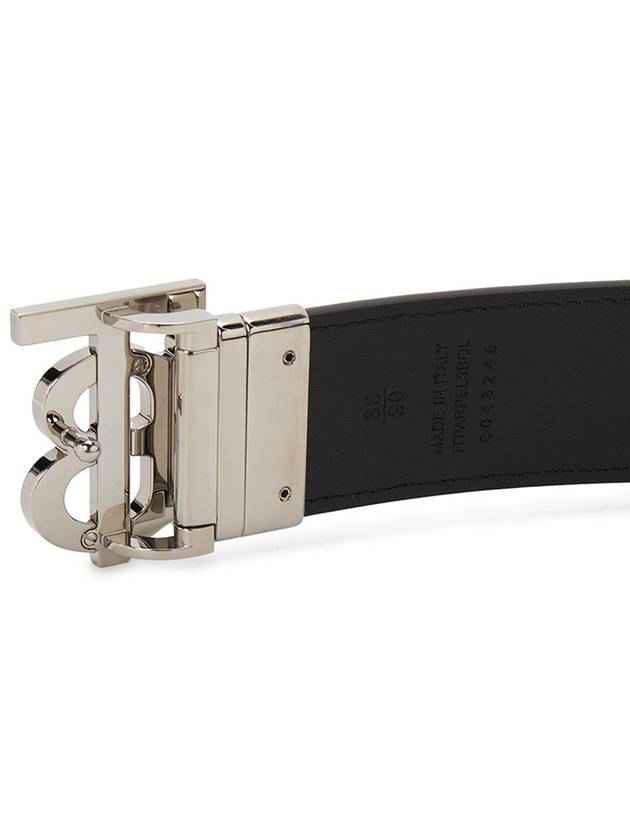 Reversible Monogram Leather Belt Navy - BURBERRY - BALAAN 6