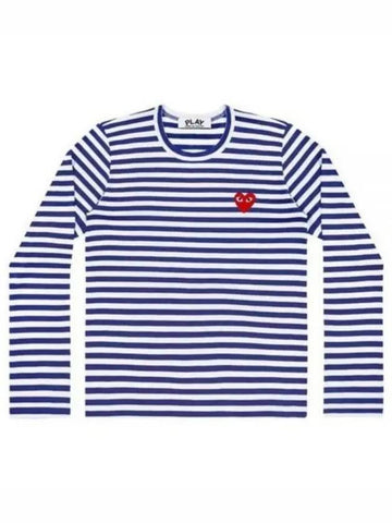 24 AX T164 051 2 P1T164 AZ Red Heart Waffen Stripe Long Sleeve T Shirt - COMME DES GARCONS - BALAAN 1