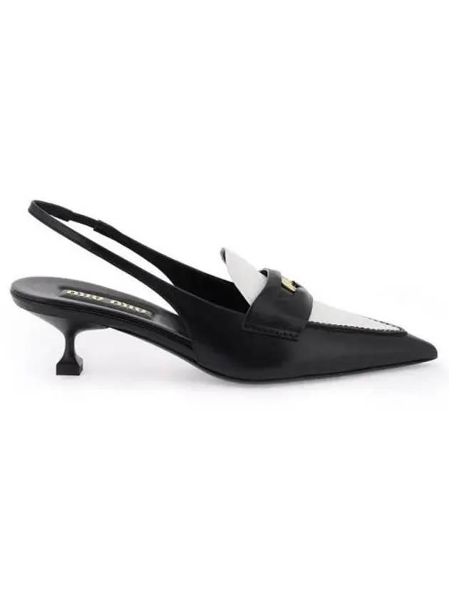 Leather Penny Slingback Heels Black - MIU MIU - BALAAN 2