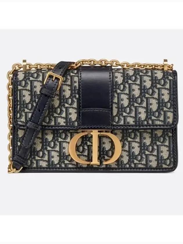 30 Montaigne Oblique Jacquard Chain Shoulder Bag Blue - DIOR - BALAAN 2